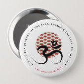 Zen Asian Red Sun Yoga Moderne Kalligraphie Om Om Button (Vorne & Hinten)