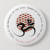 Zen Asian Red Sun Yoga Moderne Kalligraphie Om Om Button (Vorderseite)