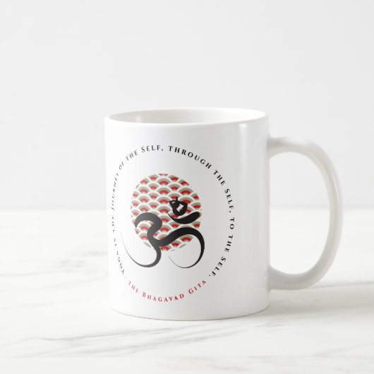 Zen Asian Red Sun Yoga Moderne Kalligraphie Om Om Kaffeetasse (Rechts)