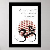 Zen Asian Red Sun Yoga Moderne Kalligraphie Om Om Poster (Vorne)
