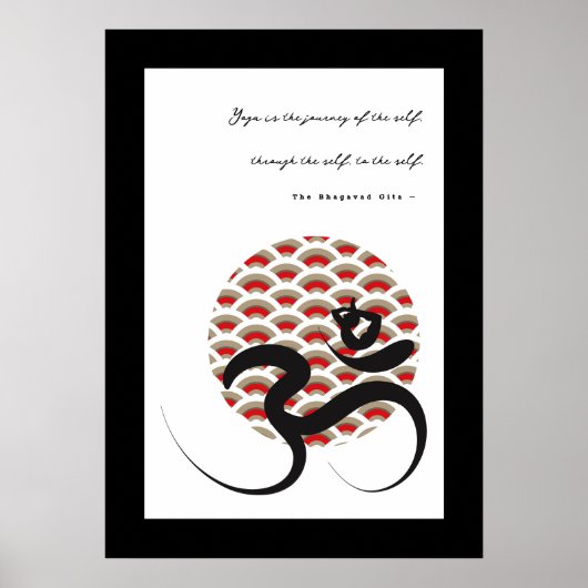 Zen Asian Red Sun Yoga Moderne Kalligraphie Om Om Poster (Vorne)