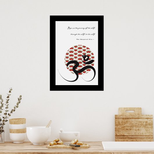 Zen Asian Red Sun Yoga Moderne Kalligraphie Om Om Poster (Küche)