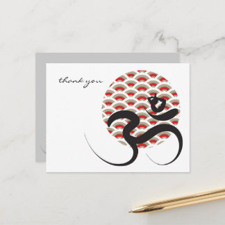 Zen Asian Red Sun Yoga Moderne Kalligraphie Om Om Postkarte