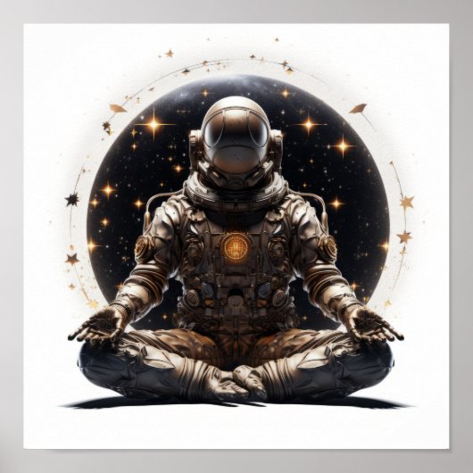 Zen Astronautenposter - Buddha Meditation im Weltr Poster (Vorne)