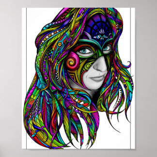 Zen-B Regenbogen — Farbige Zen Doodle Kunst Poster