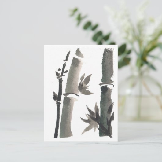 Zen Bamboo Art Postkarte (Stehend Vorderseite)