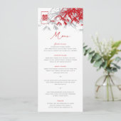Zen Bamboo Blätter Double Happiness Wedding Menu Einladung (Stehend Vorderseite)