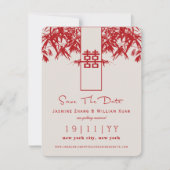 Zen Bamboo Double Happy Chinesisch Save the Date (Vorderseite)