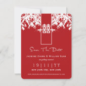 Zen Bamboo Double Happy Chinesisch Save the Date (Vorderseite)