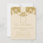Zen Bamboo Double Happy Chinesisch Save the Date Einladung (Vorderseite)
