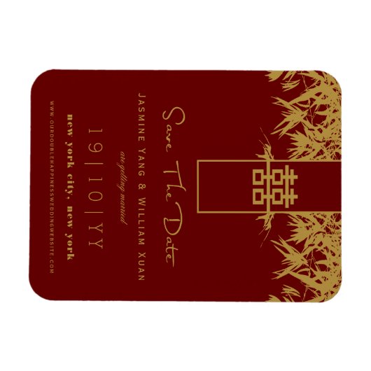 Zen Bamboo Double Happy Chinesisch Save the Date Magnet (Horizontal)