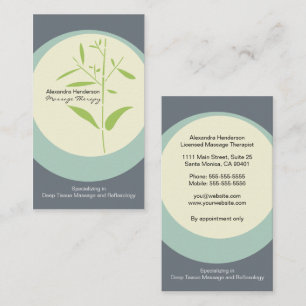 Zen Bamboo Massage Therapy Business Card - Gray Visitenkarte