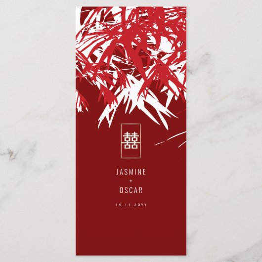 Zen Bamboo Verlasse doppeltes Glück chinesische Ho Menükarte (Rückseite)