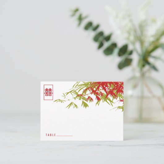 Zen Bamboo Verlasse doppeltes Glück chinesische Ho Platzkarte (Stehend Vorderseite)