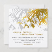 Zen Bamboo Verlasse Gold Black Modern Asian Weddin Einladung (Vorderseite)