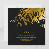 Zen Bamboo Verlasse Gold Black Modern Asian Weddin Einladung (Rückseite)