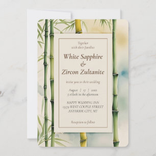 Zen Bamboo Watercolor Hochzeit Einladung