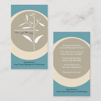 Zen-Bambusmassage-Therapie-Visitenkarte - Blau Visitenkarte