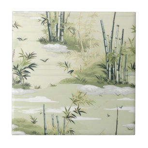 Zen-Bambuswald Botanisches Muster (1) Fliese