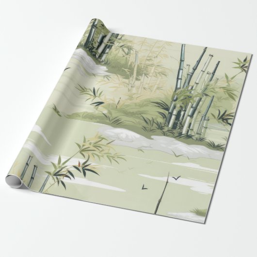 Zen-Bambuswald Botanisches Muster (1) Geschenkpapier (Ungerollt)