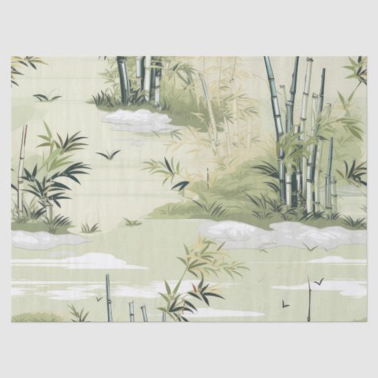 Zen-Bambuswald Botanisches Muster (1) Seidenpapier (Vorderseite)