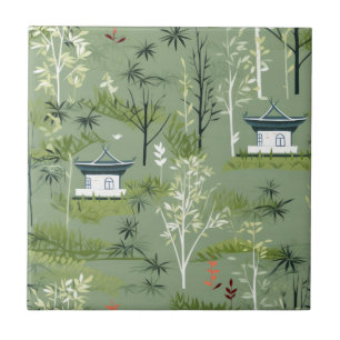 Zen-Bambuswald Botanisches Muster (2) Fliese