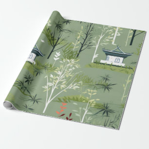 Zen-Bambuswald Botanisches Muster (2) Geschenkpapier