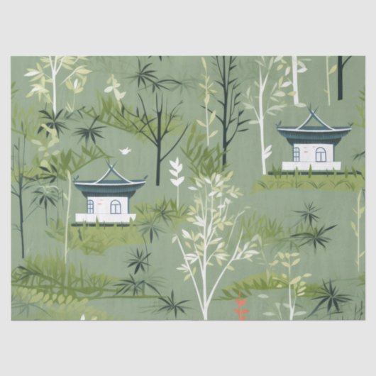 Zen-Bambuswald Botanisches Muster (2) Seidenpapier (Vorderseite)