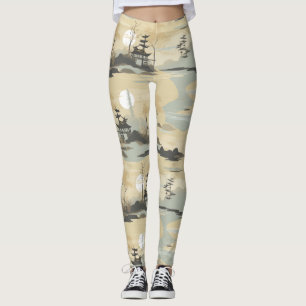 Zen-Bambuswald Botanisches Muster (4) Leggings