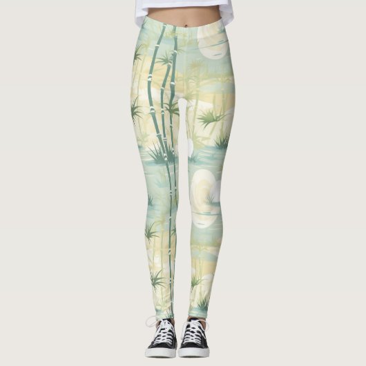 Zen-Bambuswald Botanisches Muster (5) Leggings (Vorderseite)