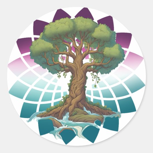 Zen-Baum Runder Aufkleber (Vorderseite)
