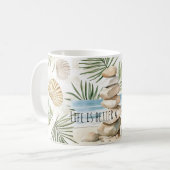 Zen Beach Rocks Tropical Shells Palm Leaves Kaffeetasse (Vorderseite Links)