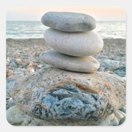 Zen Beach Stones Quadratischer Aufkleber