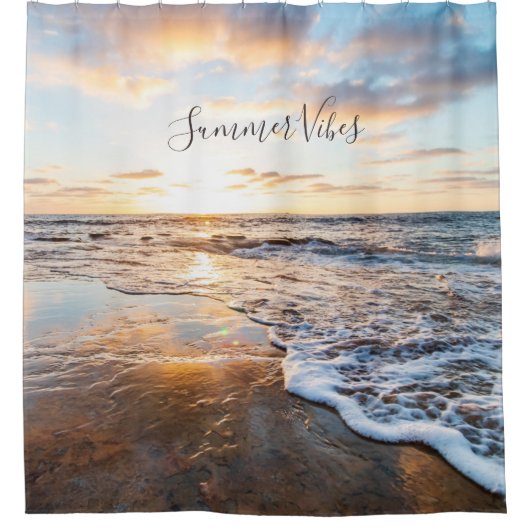 Zen Beach Sunset Ocean Waves Duschvorhang (Vorderseite)
