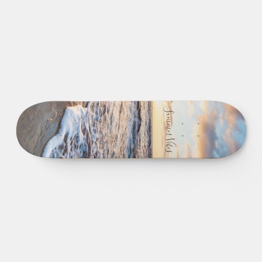 Zen Beach Sunset Ocean Waves Skateboard (Horizontal)