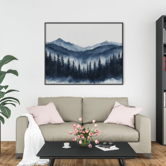Zen Bergwald Minimalistische Wandkunst Poster