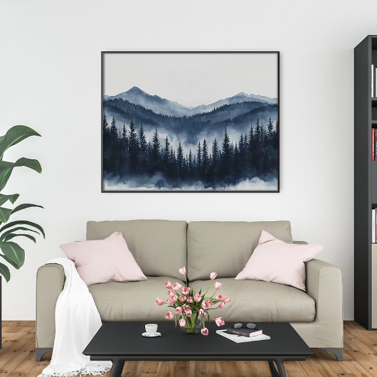 Zen Bergwald Minimalistische Wandkunst Poster