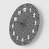 Zen Black and White Mandala Große Wanduhr (Winkel)