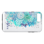 Zen-blauer und aquamariner Blumenmandala-Entwurf Case-Mate iPhone Hülle (Rückseite (Horizontal))