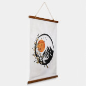 Zen Blossom: Sonnenaufgang und Heiterkeit Wandteppich Mit Holzrahmen (Gewinkelt)