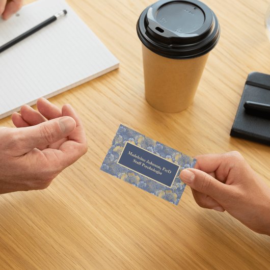 Zen Blue Gold Ginkgo Psychiater oder Berater Visitenkarte