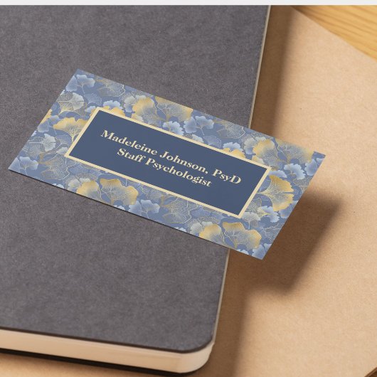 Zen Blue Gold Ginkgo Psychiater oder Berater Visitenkarte