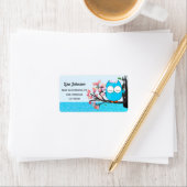Zen Blue Owl Spring Blloom Blue Glitzer Mailing Adressaufkleber (Insitu)
