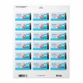 Zen Blue Owl Spring Blloom Blue Glitzer Mailing Adressaufkleber (Vorne)