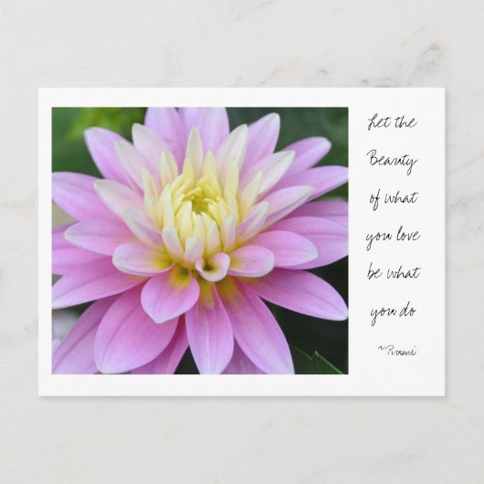 Zen Blume - Dahlia Postcard Rumi Quote Postkarte (Vorderseite)