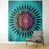 Zen Blume Mandala Blue & Pink Wandteppich (Beispiel)