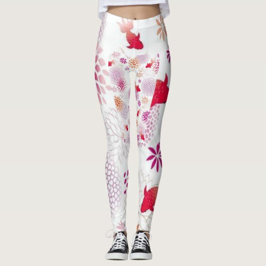 Zen-Blüten: Kimono Chic Leggings (Vorderseite)