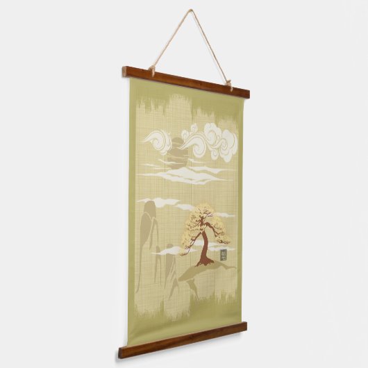 Zen Bonsai Tree Wandteppich Mit Holzrahmen (Gewinkelt)