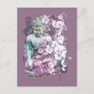 *~* Zen Buddha Abstrakt Meditat Blume Magenta Postkarte