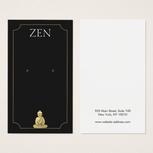 Zen Buddha Black Earring Display Card (Vorne & Hinten)